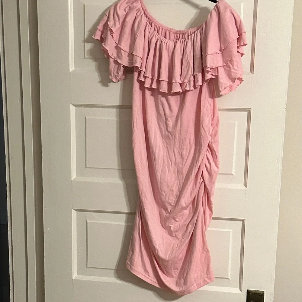 Pink Off-Shoulder Ruffle Dress - Picture 1 of 1